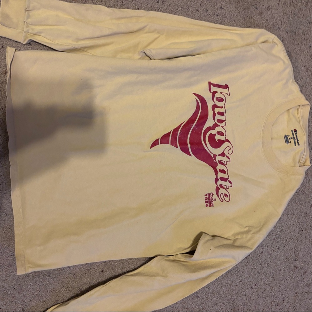 Champion Yellow Long Sleeve Tee with Red Print